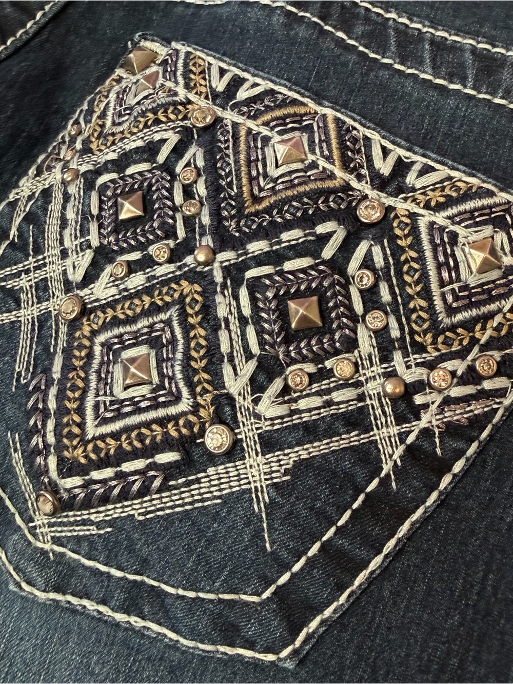 Love‎ Nation Dark Blue Jeans with Gold & Silver Embellishment